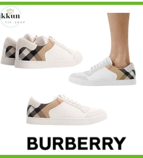 버버리 레더 스웨이드 하우스 체크 코튼 스니커즈