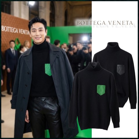 보테가베네타 가슴포켓 폴라 터틀넥 니트 - 2 Color
