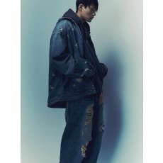 준지 워싱 데님 후드자켓