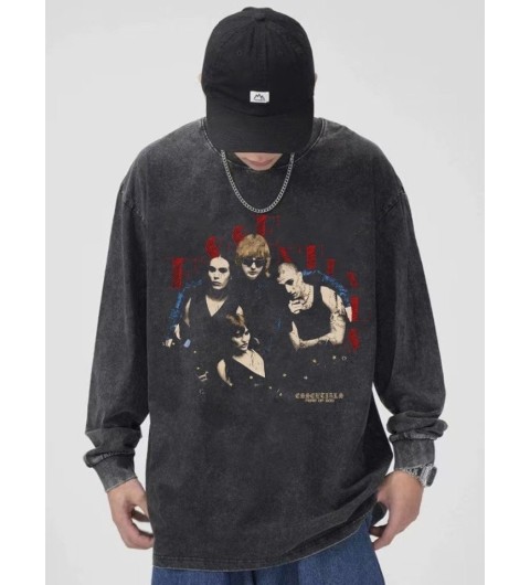 피어오브갓 FOG ESSENTIALS 2024F/W 록밴드 로고 프린트 워싱 긴팔 티셔츠