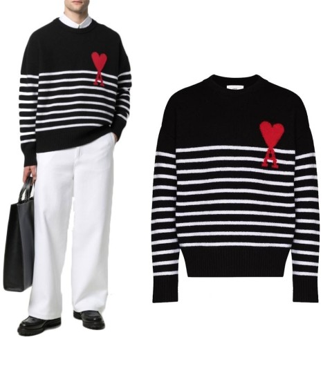 AMI 아미 인타르시아 스트라이프 니트