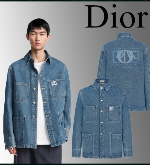 디올 참 오버셔츠 코튼 트윌 블루