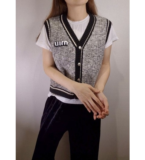 미우미우 여성 트위드 베스트