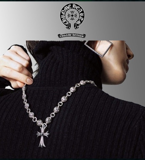 크롬하츠 크로스 & 크로스볼 목걸이 925실버