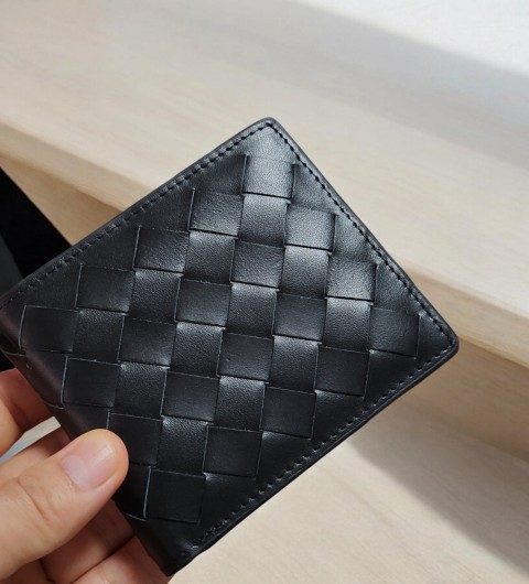 보테가베네타 인트레치아토 반지갑 - 블랙