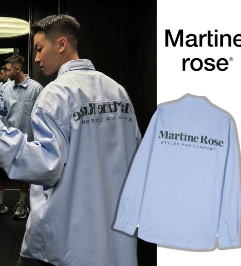 마틴 로즈 프린트 오버 셔츠 페일 블루