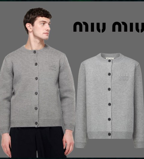 미우미우 울 니트 가디건 - 그레이
