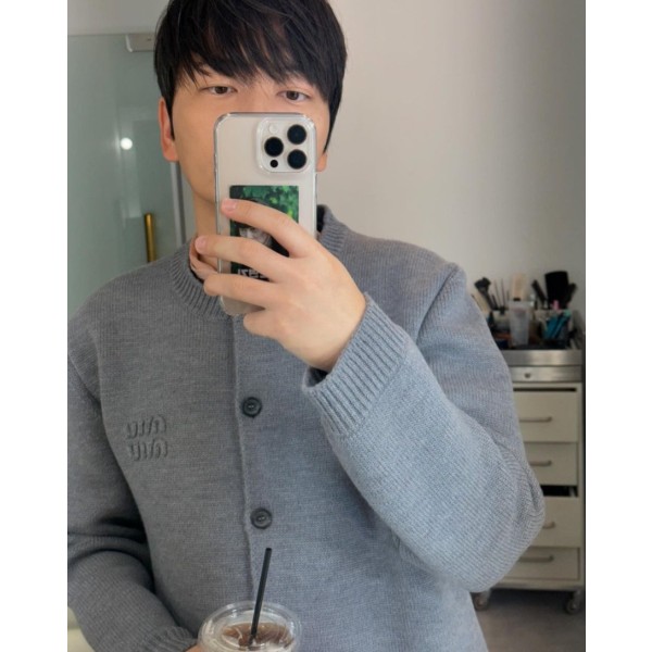 미우미우 울 니트 가디건 - 그레이-레플리카 사이트 쇼핑몰