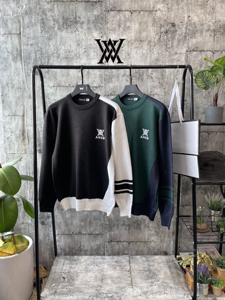 어뉴 사선배색 로고니트 3color