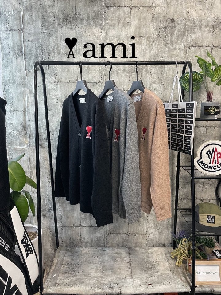 AMI 아미 하트 램스울가디건 3color