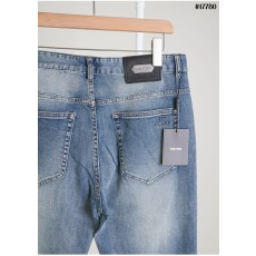 톰포드 TF 스틸 레더 패치 슬림핏 데님 팬츠