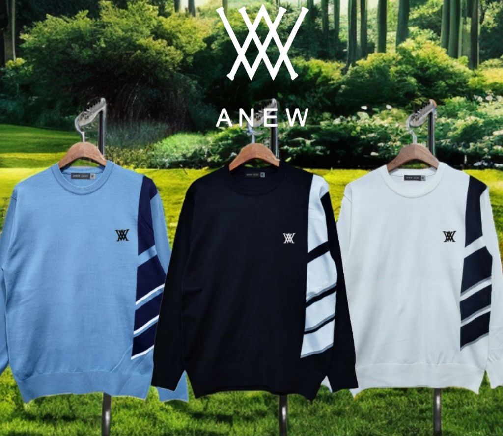 어뉴 사이드배색 가슴자수 니트 3color