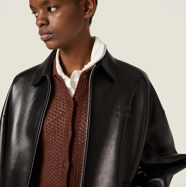 미우미우 여성 나파 레더 자켓