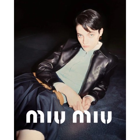 미우미우 여성 나파 레더 자켓