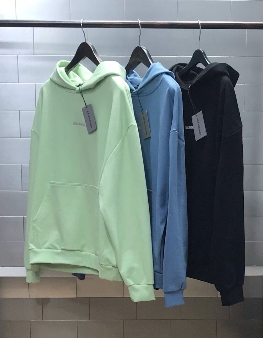 발렌시아가 로고자수 후디 - 4 Color
