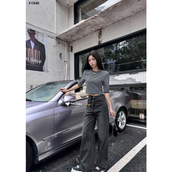 프라다 여성 삼각로고 흑청 데님진 청바지 (프라다 벨트 증정)-레플리카 사이트 쇼핑몰
