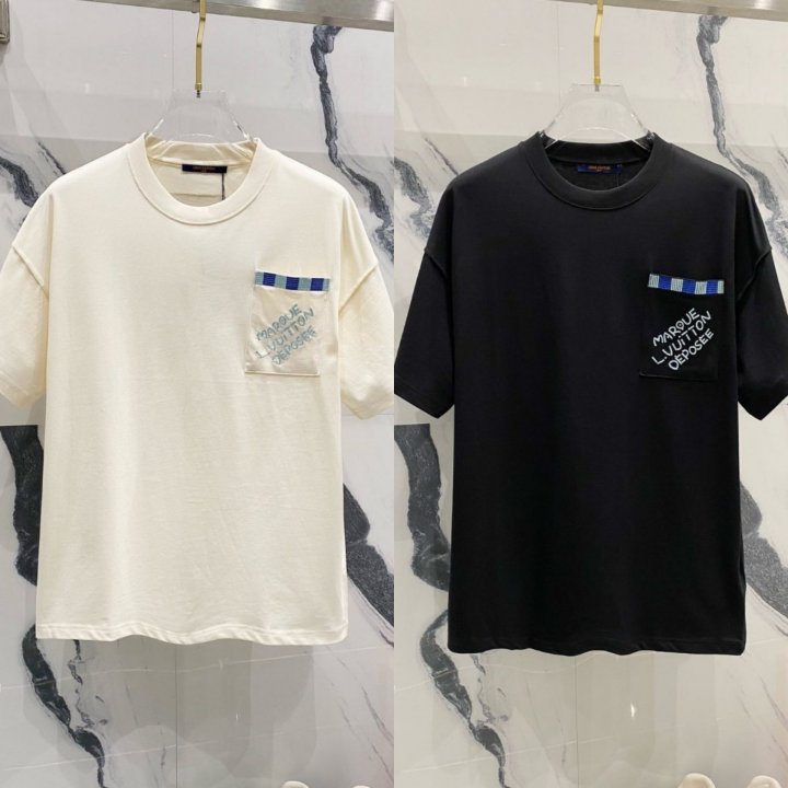 루이비통 25시즌 포켓 자수로고 라운드 반팔티 - 2 Color