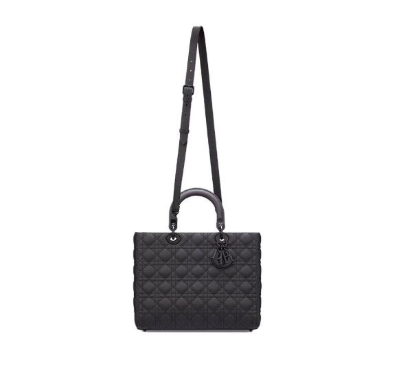 디올 LADY DIOR 울트라 매트 블랙 레이디 까나쥬 라지 토트백