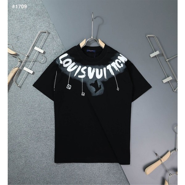 루이비통 LV 넥 레터링 프린팅 반팔티 - 2 Color-레플리카 사이트 쇼핑몰