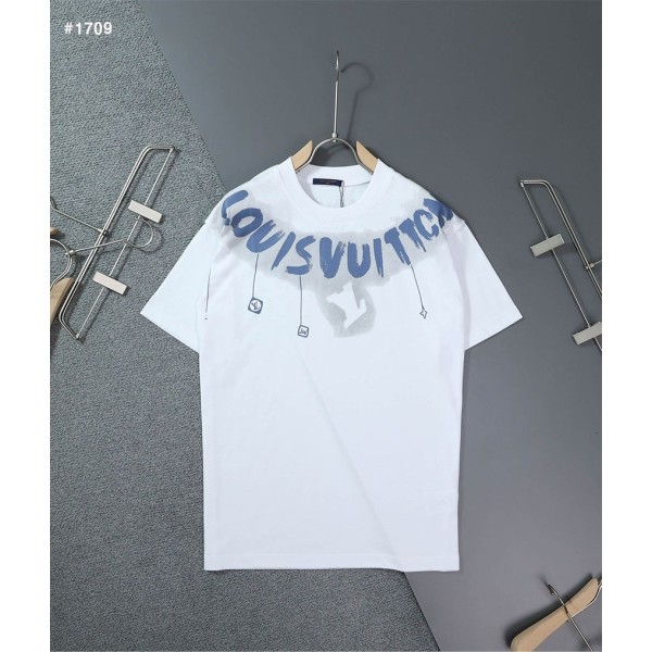 루이비통 LV 넥 레터링 프린팅 반팔티 - 2 Color-레플리카 사이트 쇼핑몰