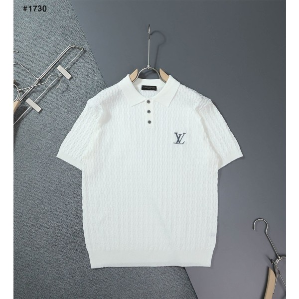 루이비통 LV 자수 카라 반팔 니트 - 2 Color-레플리카 사이트 쇼핑몰