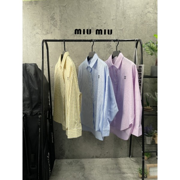 미우미우 자수로고 오버셔츠 (여성용) 3color-레플리카 사이트 쇼핑몰
