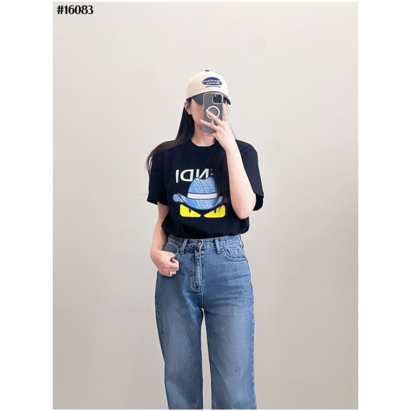펜디 FF 카우보이 햇 그래픽 코튼 반팔티 - 2 Color-레플리카 사이트 쇼핑몰