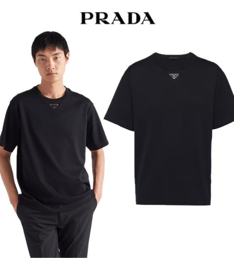 프라다 코튼 반팔티 - 블랙