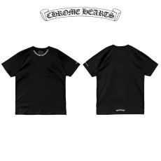 크롬하츠 넥 레터링 반팔티 - 블랙