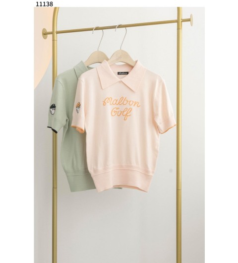 말본 여성 요트 컬렉션 여성 카라 반팔 니트 - 2 Color