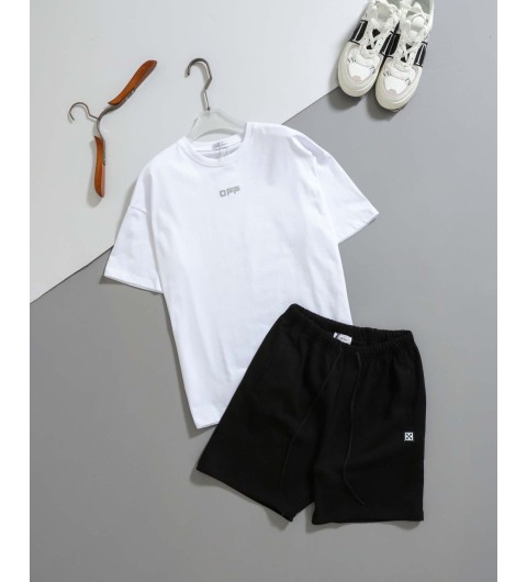 오프화이트 바이브 애로우 반팔티 & 애로우 반바지 세트 - 2 Color