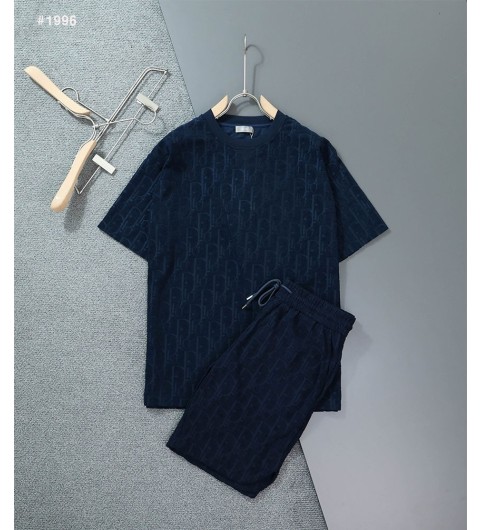 디올 오블리크 테리 자카드 반팔티 & 반바지 세트 - 2 Color