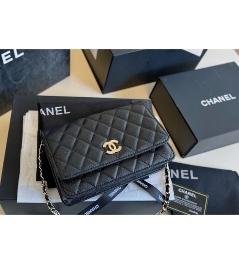 샤넬 시즌 캐비어 퀼팅 WOC 체인백 샴페인골드