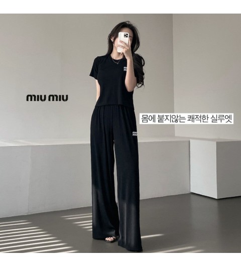 미우미우 링클 찰랑 바지셋업 (2color) -20323