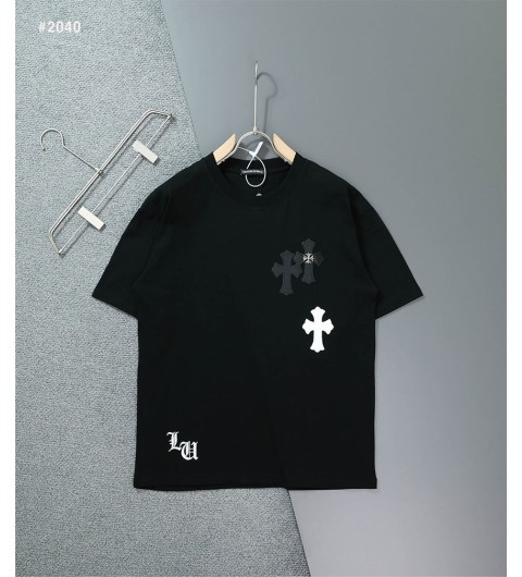 크롬하츠 세메터리 레더 패치 라운드 반팔티