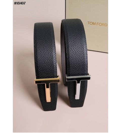 톰포드 T 버클 리버시블 페블 레더 벨트 - 2 Color