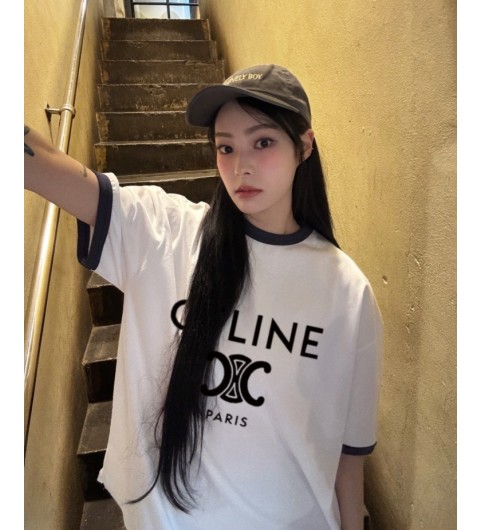 셀린느 배색 오버핏 반팔 (4color) -20329