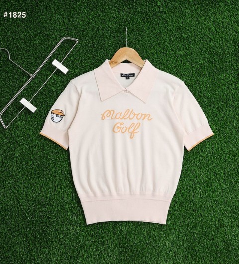 말본 여성 이니셜 로고 카라 반팔 니트 - 2 Color