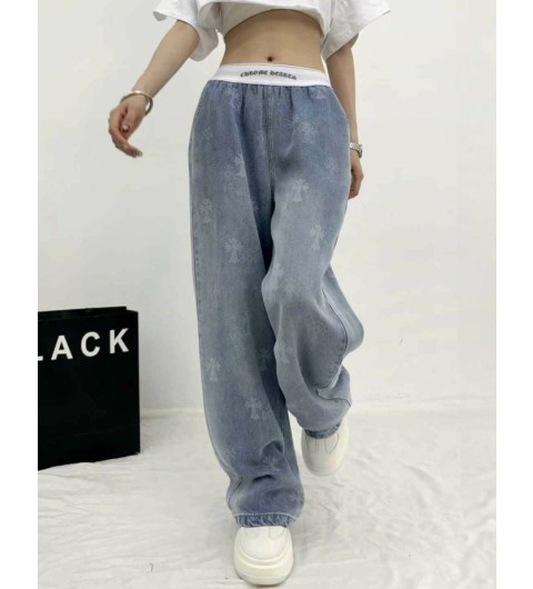 크롬하츠 여성 크로스 로고 밴딩 데님