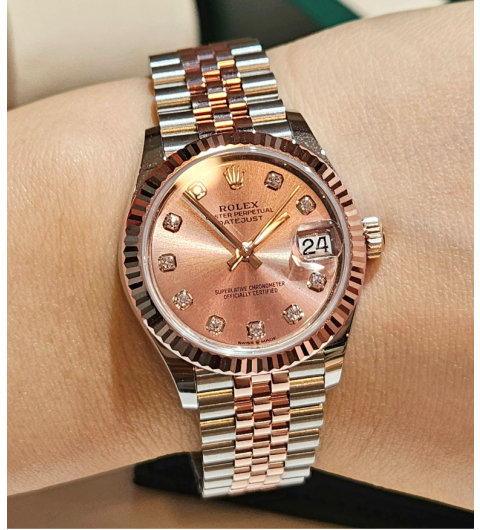 롤렉스 데이트저스트 31 오이스터, 31mm , 오이스터스틸 및 에버로즈 골드 로즈핑크판 (국내공장 AS가능)