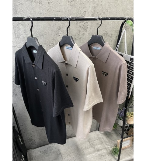 프라다 패치하프 니트 (3color)