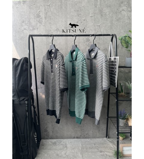 메종키츠네 브클 카라 니트 반팔 (3color)