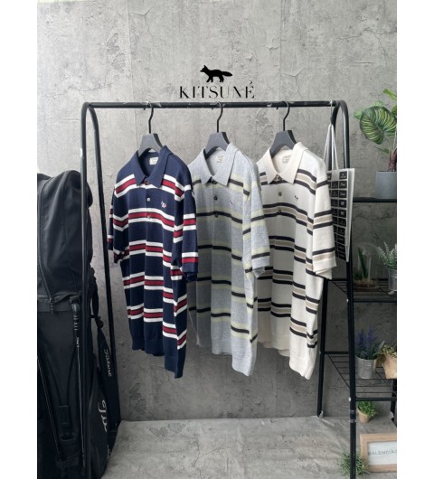 메종키츠네 써드 스트라이프 니트 반팔 (3color)