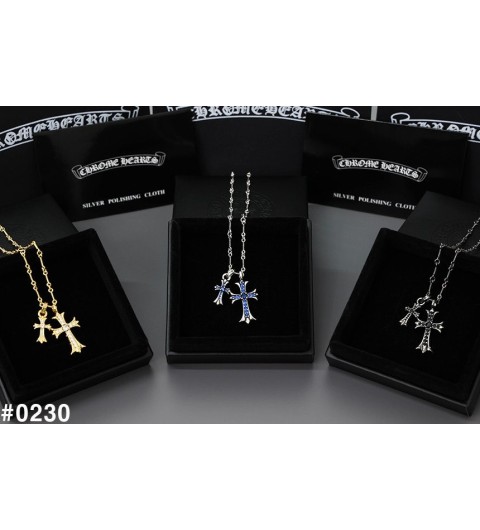 크롬하츠 CH 타이니 크로스 파베다이아 펜던트 목걸이 - 3 Color