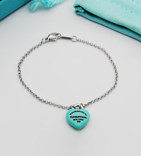 티파니 풀 하트 브레이슬릿, 스털링 실버, 티파니 블루
