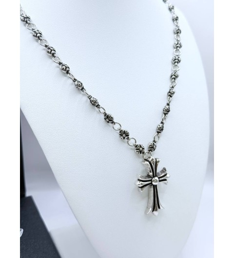 크롬하츠 볼크로스 체인 목걸이 실버