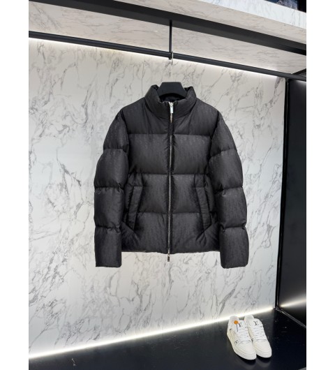 디올 오블리크 다운 자켓 블랙 나일론 자카드