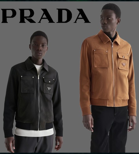 프라다 스웨이드 블루종 자켓 - 2 Color