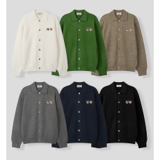 메종키츠네 더블 폭스 라운드 세미크롭 가디건 (6color) -20390