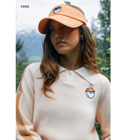 말본 여성 소매 배색 카라 니트